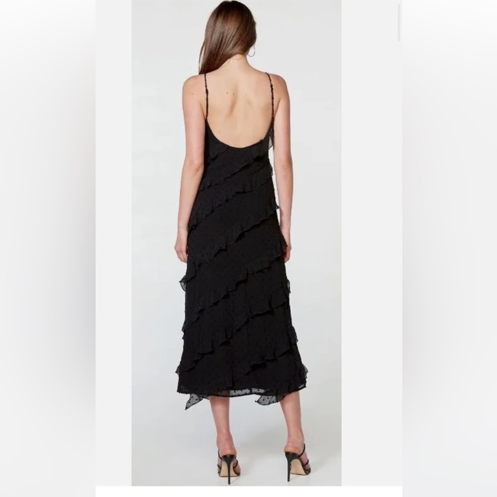 Bardot Women's Deco midi Sleeveless Dress with ruffles in Black